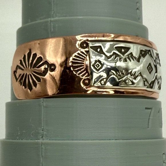 Navajo Copper and Sterling Silver Cuff Bracelet – Signed R.C. Littl – Size 6-7” - Picture 10 of 17